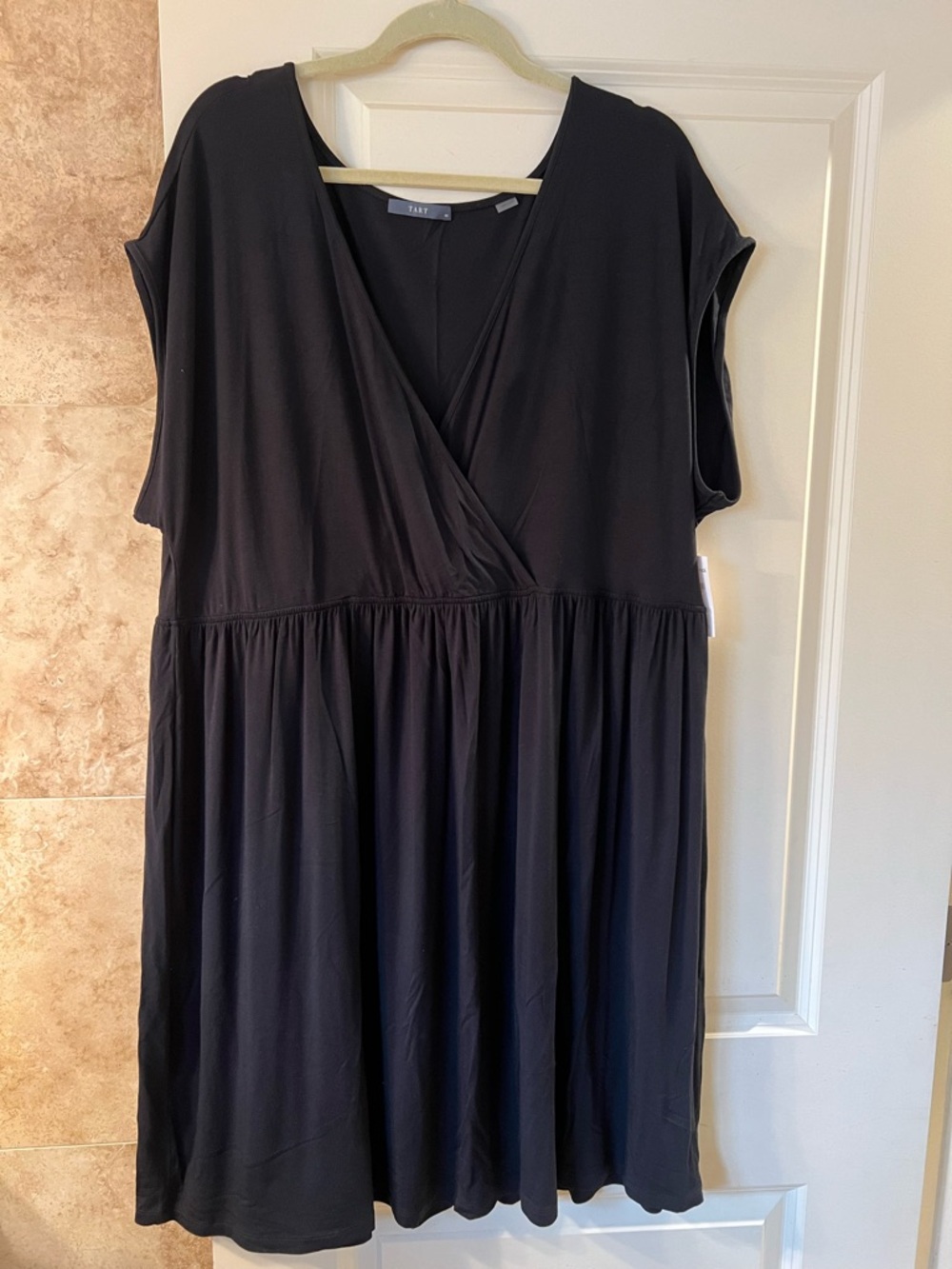 Nordstrom Black Scoop-Neck Midi Dress with Gathered Waist